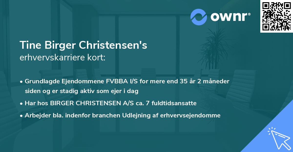 Tine Birger Christensen's erhvervskarriere kort