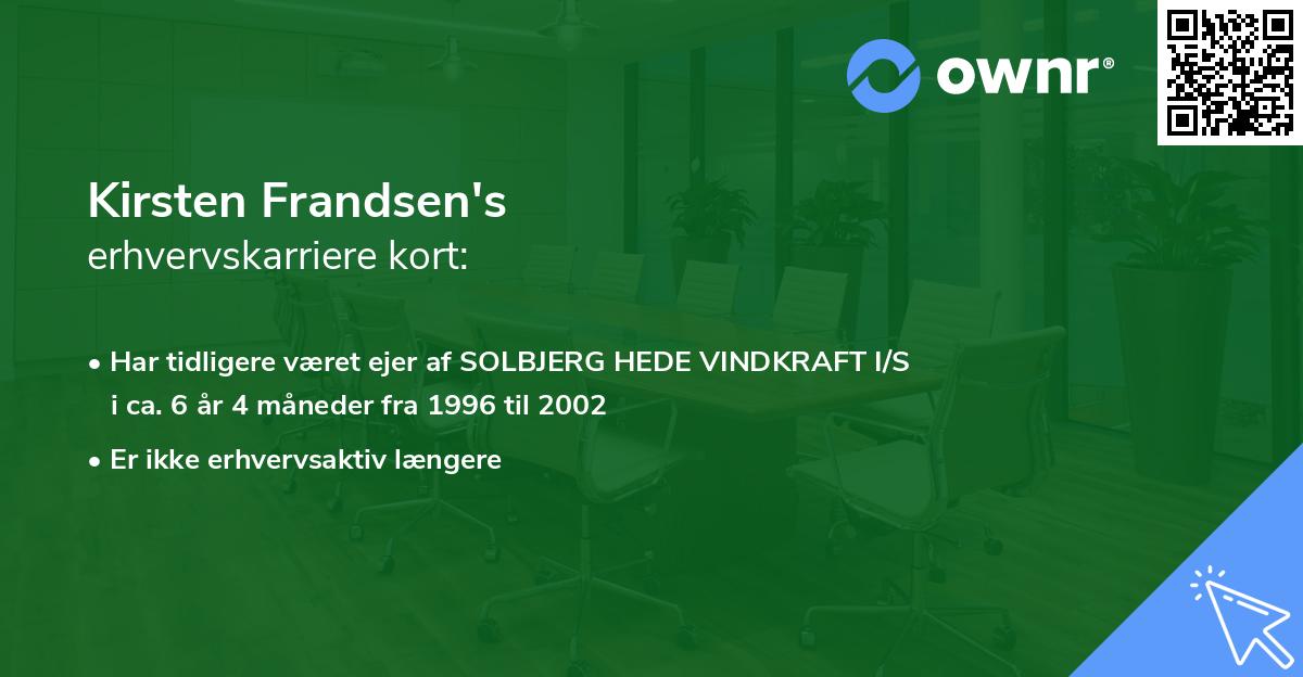 Kirsten Frandsen's erhvervskarriere kort