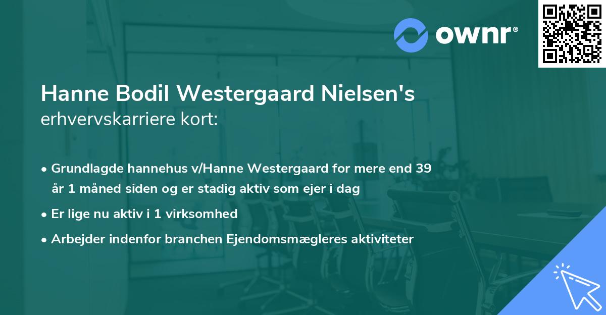 Hanne Bodil Westergaard Nielsen's erhvervskarriere kort