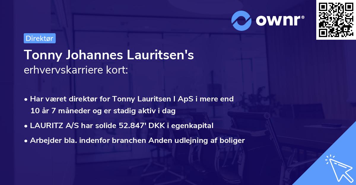 Tonny Johannes Lauritsen's erhvervskarriere kort