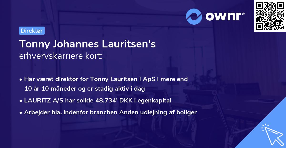 Tonny Johannes Lauritsen's erhvervskarriere kort