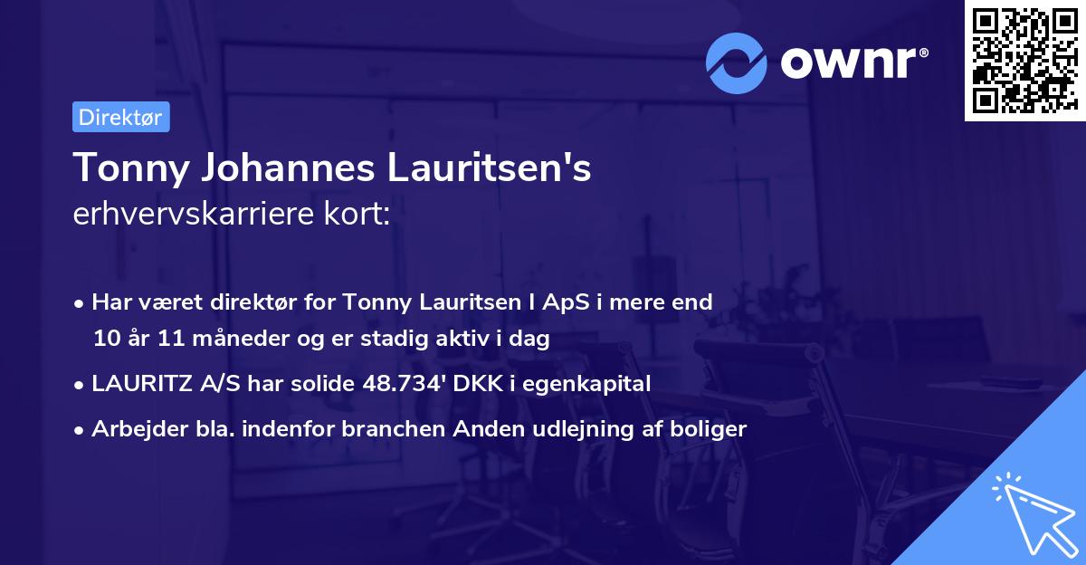 Tonny Johannes Lauritsen's erhvervskarriere kort