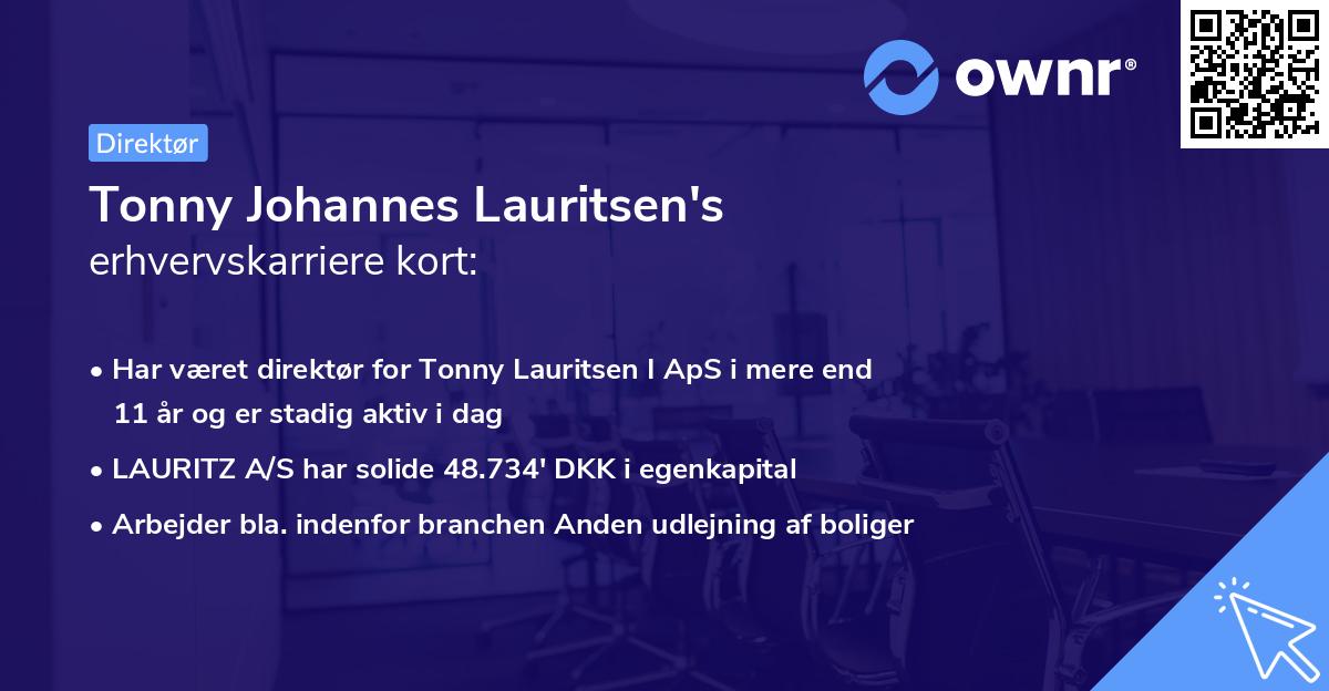 Tonny Johannes Lauritsen's erhvervskarriere kort