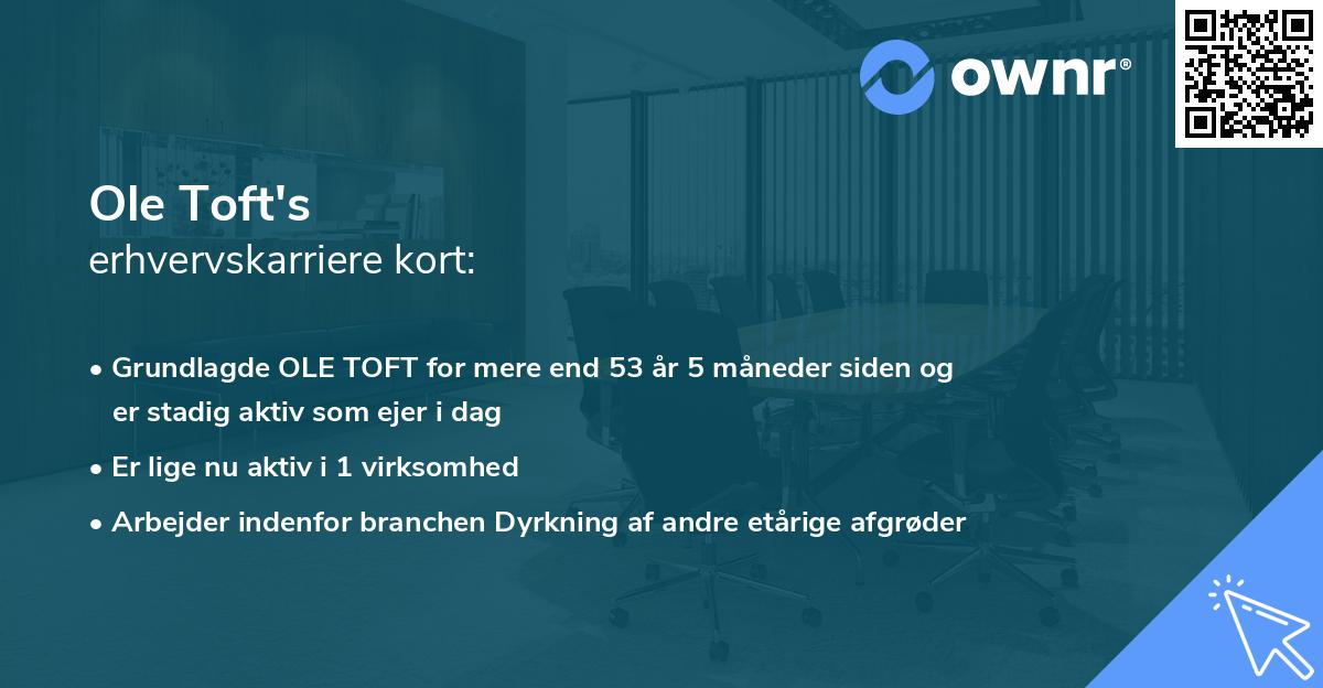 Ole Toft's erhvervskarriere kort