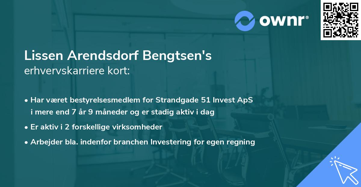Lissen Arendsdorf Bengtsen's erhvervskarriere kort