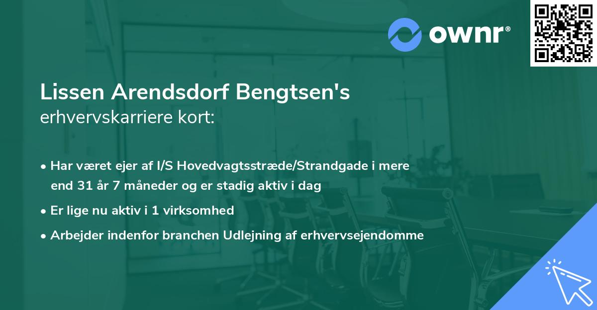 Lissen Arendsdorf Bengtsen's erhvervskarriere kort