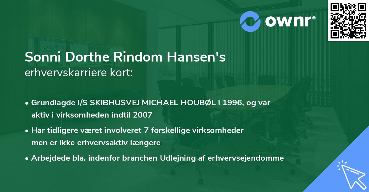 Sonni Dorthe Rindom Hansen's erhvervskarriere kort