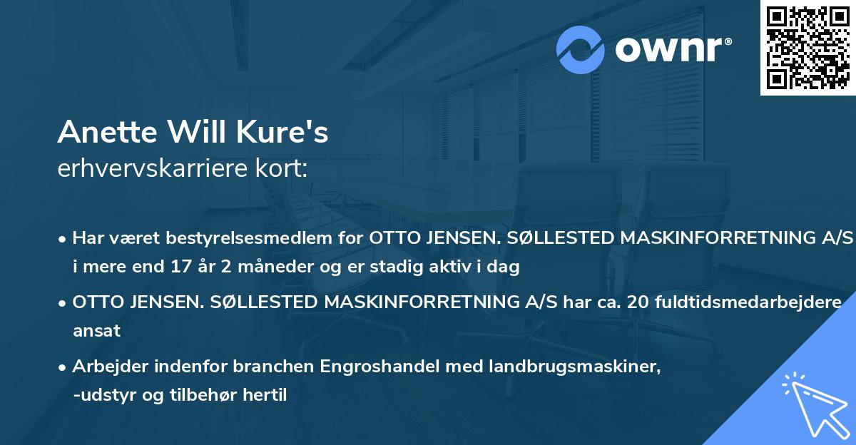 Anette Will Kure's erhvervskarriere kort