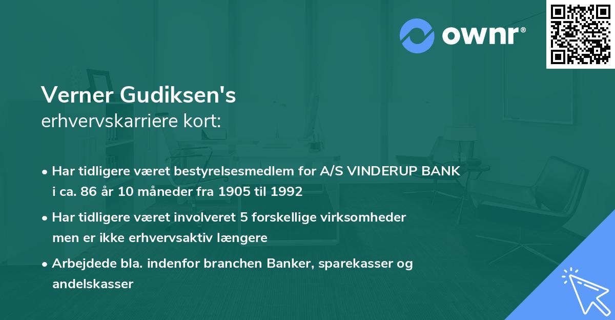 Verner Gudiksen's erhvervskarriere kort