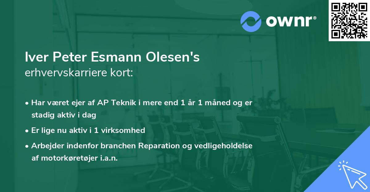 Iver Peter Esmann Olesen's erhvervskarriere kort