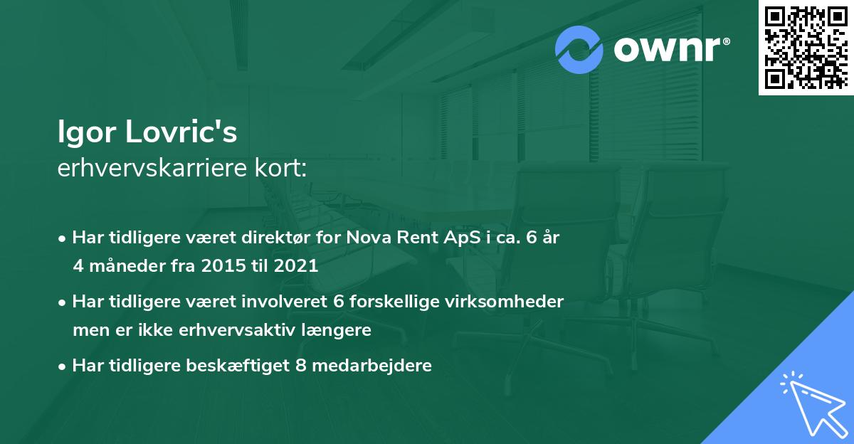 Igor Lovric's erhvervskarriere kort