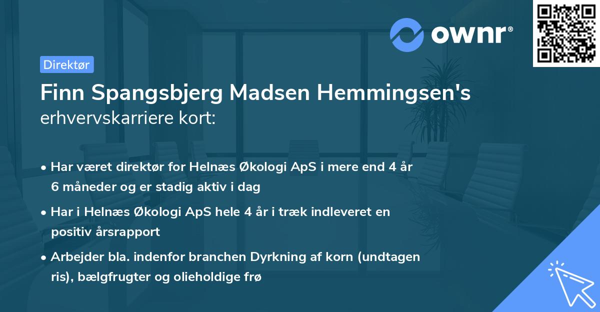 Finn Spangsbjerg Madsen Hemmingsen's erhvervskarriere kort