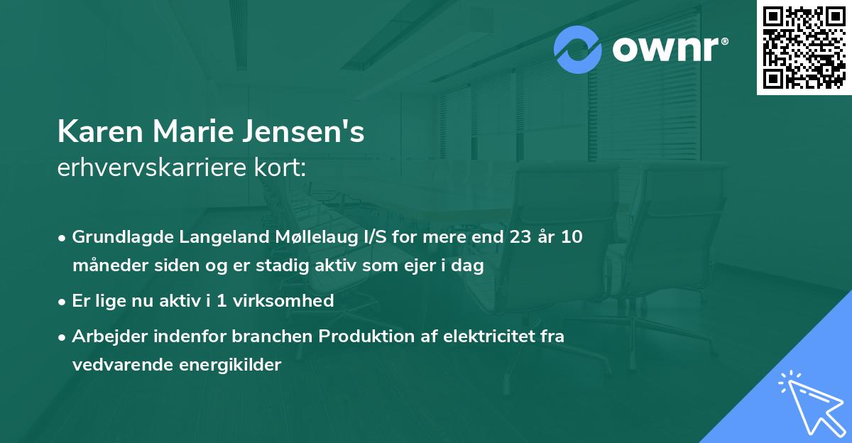 Karen Marie Jensen's erhvervskarriere kort