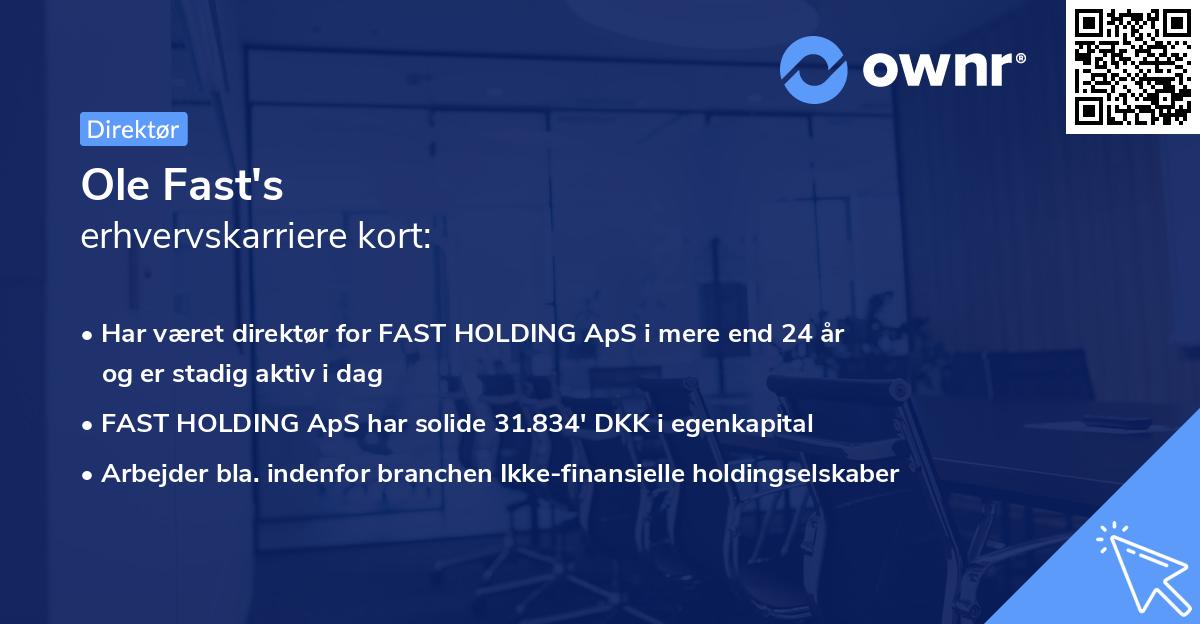 Ole Fast's erhvervskarriere kort