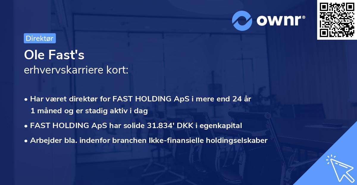 Ole Fast's erhvervskarriere kort