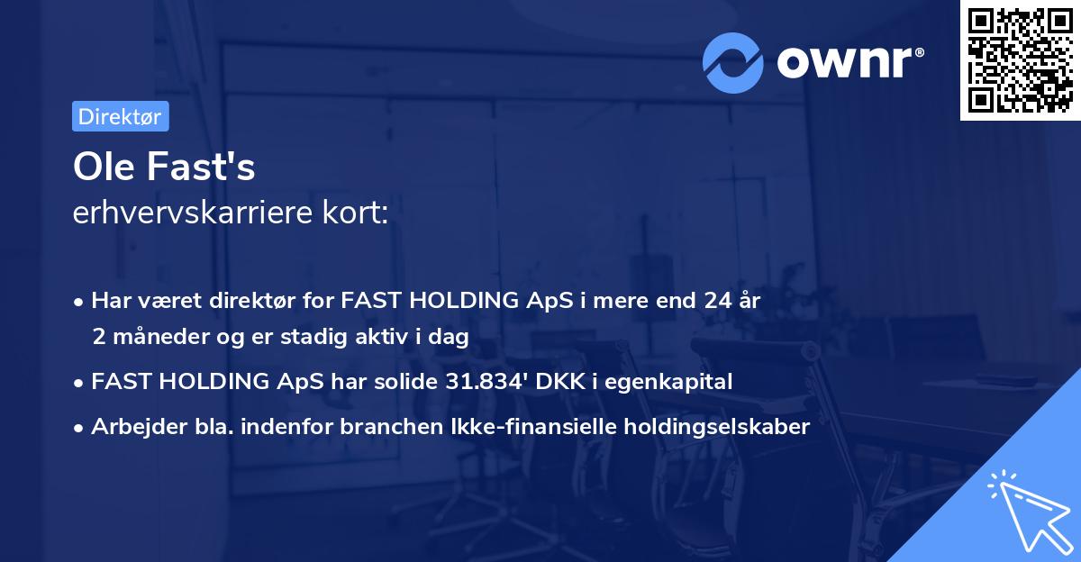 Ole Fast's erhvervskarriere kort