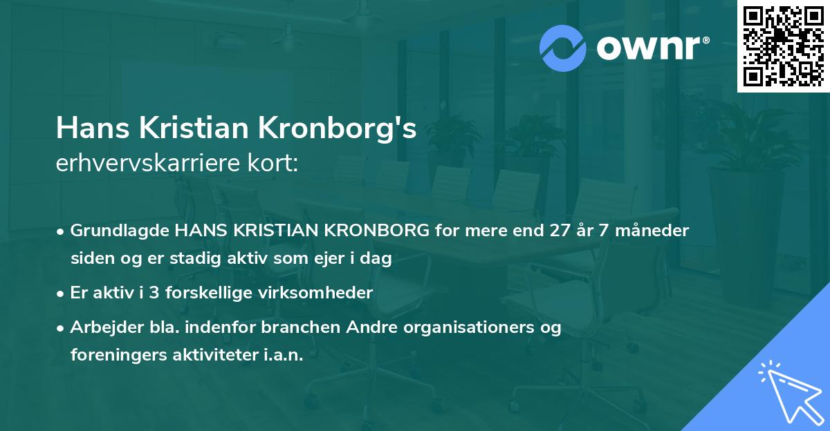 Hans Kristian Kronborg's erhvervskarriere kort