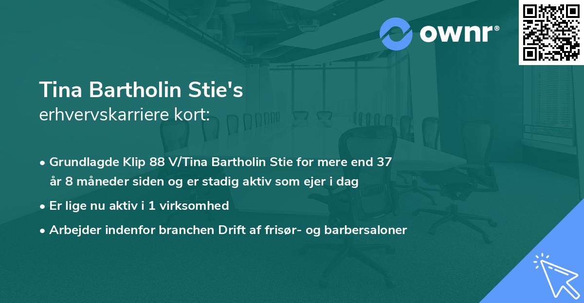 Tina Bartholin Stie's erhvervskarriere kort