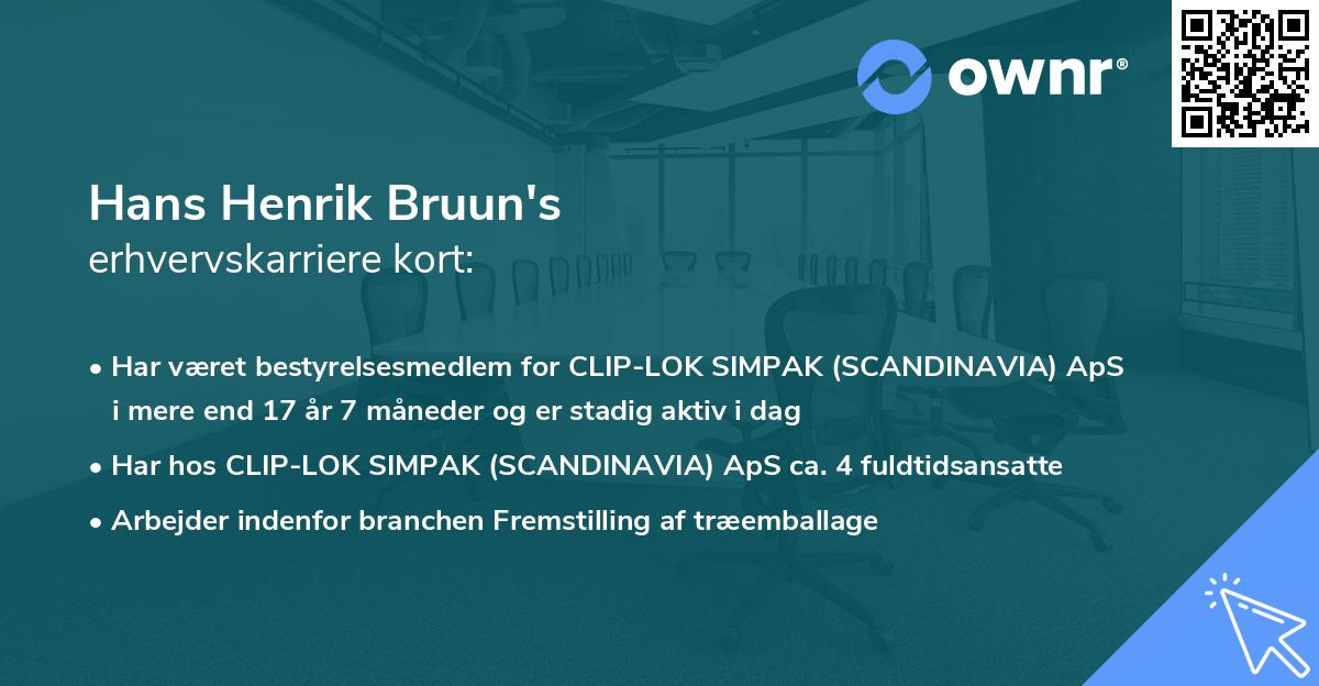 Hans Henrik Bruun's erhvervskarriere kort