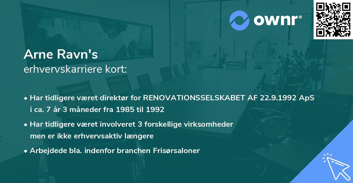Arne Ravn's erhvervskarriere kort