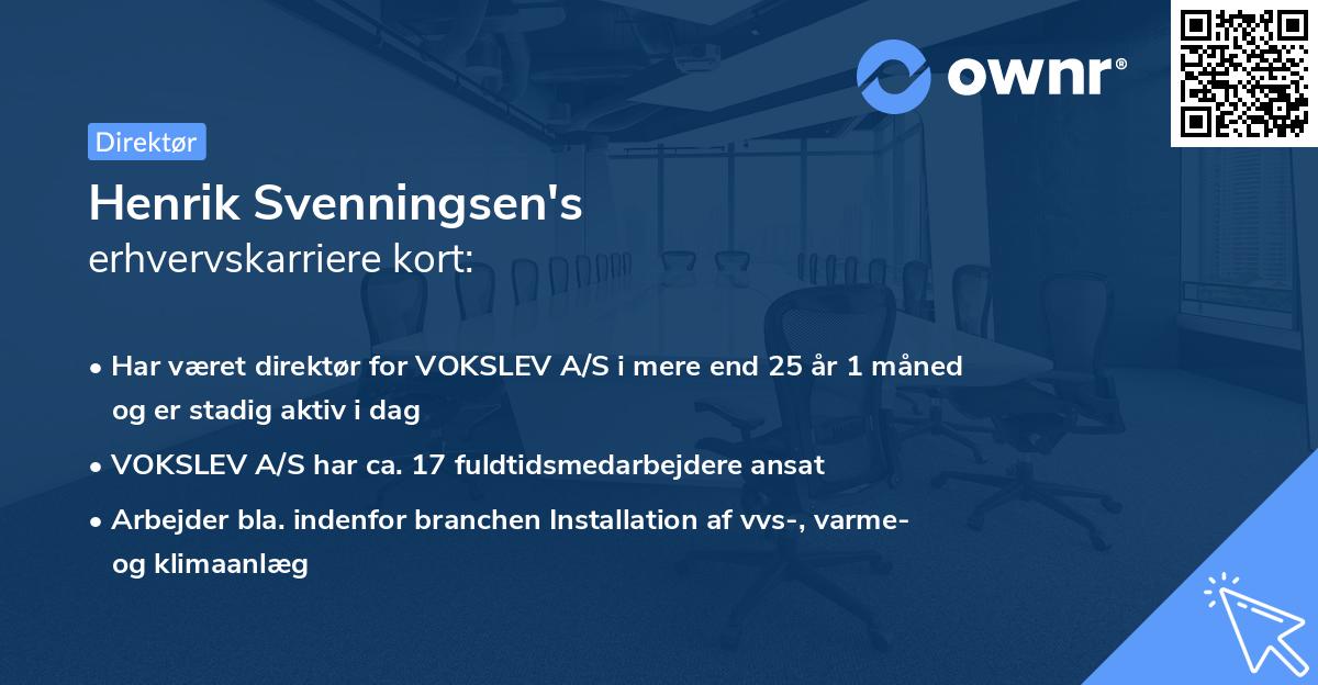 Henrik Svenningsen's erhvervskarriere kort