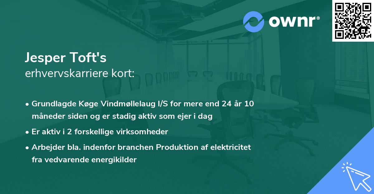 Jesper Toft's erhvervskarriere kort