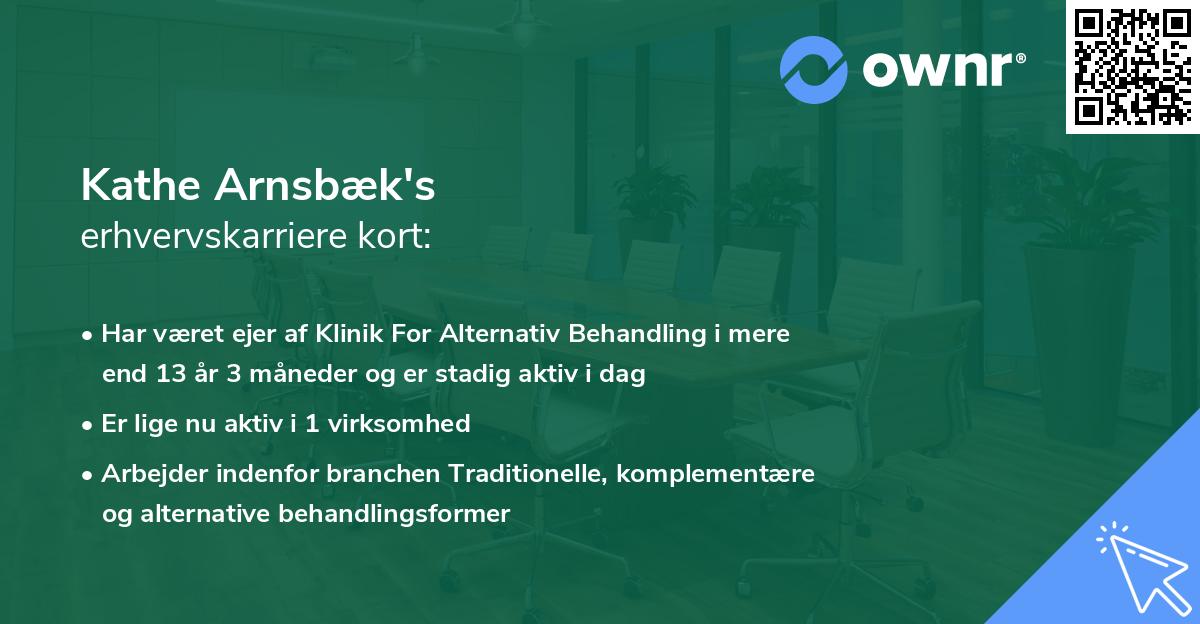 Kathe Arnsbæk's erhvervskarriere kort