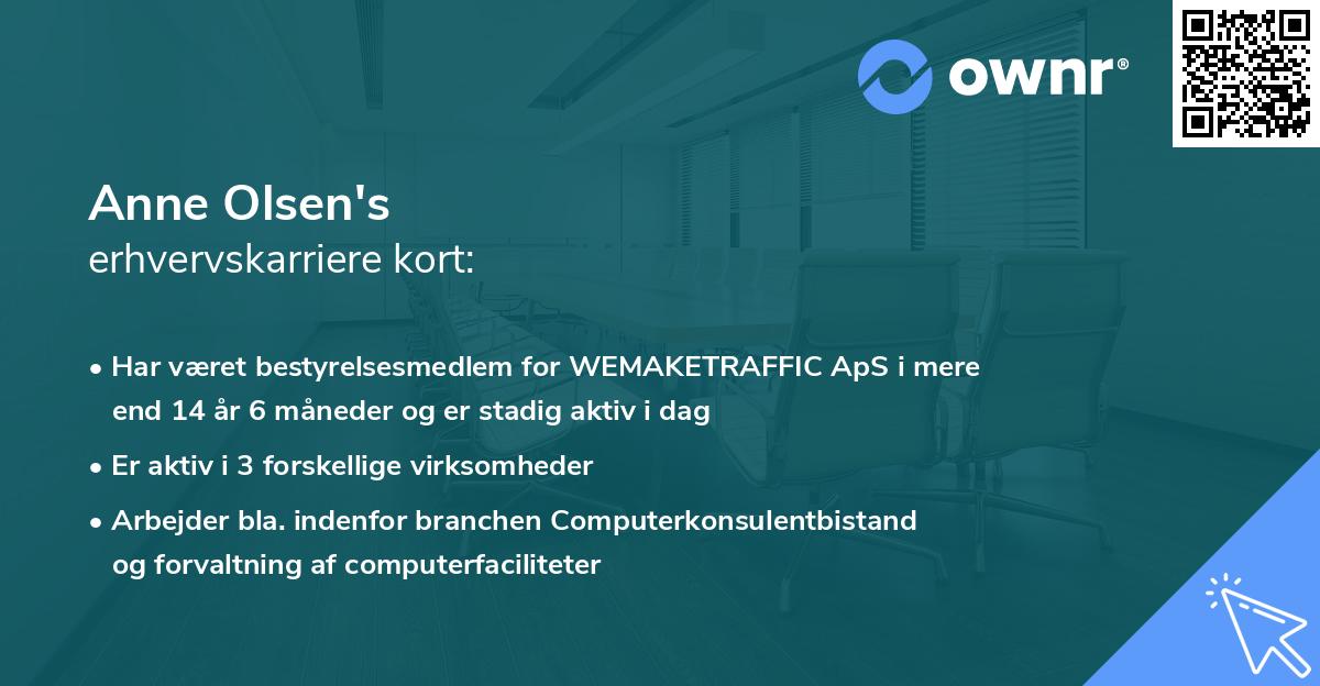 Anne Olsen's erhvervskarriere kort