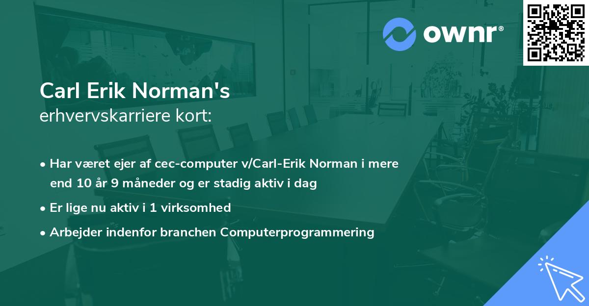 Carl Erik Norman's erhvervskarriere kort