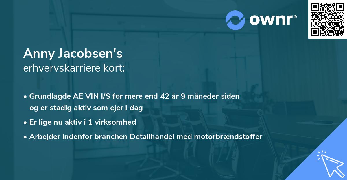 Anny Jacobsen's erhvervskarriere kort