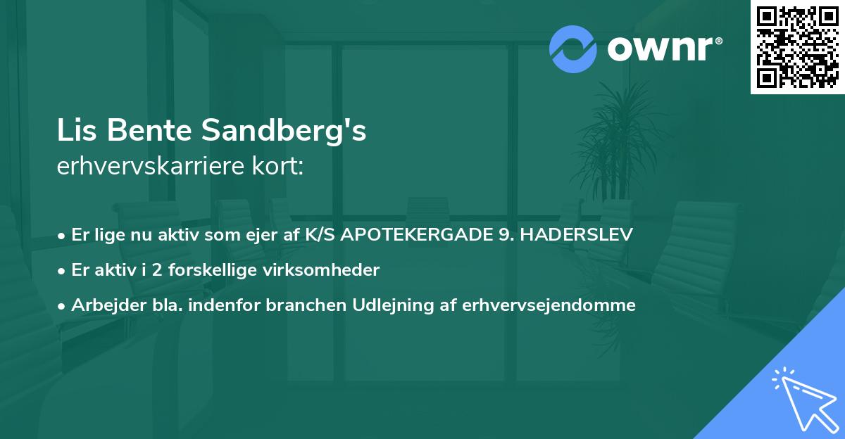 Lis Bente Sandberg's erhvervskarriere kort