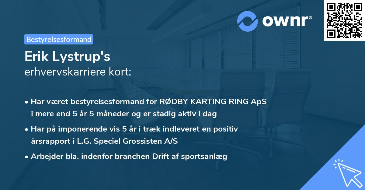 Erik Lystrup's erhvervskarriere kort
