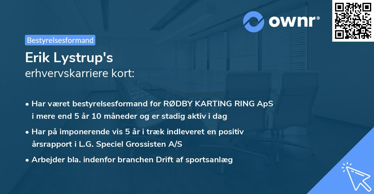 Erik Lystrup's erhvervskarriere kort