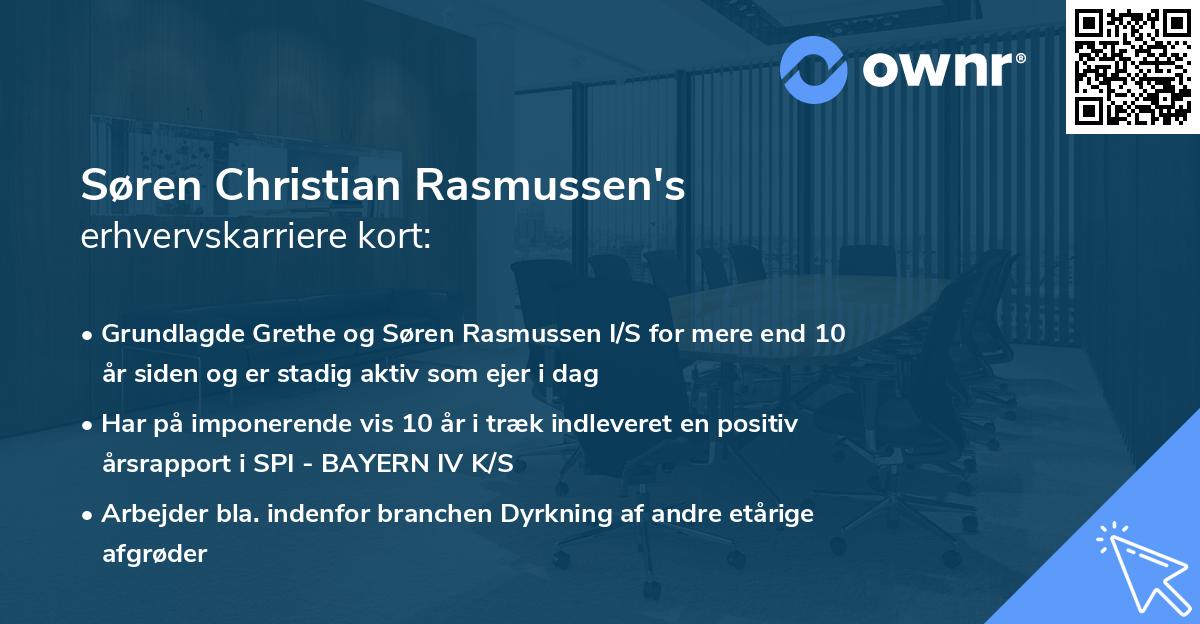 Søren Christian Rasmussen's erhvervskarriere kort