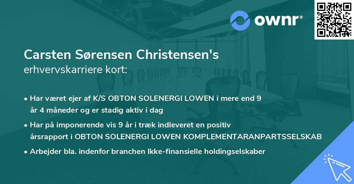 Carsten Sørensen Christensen's erhvervskarriere kort