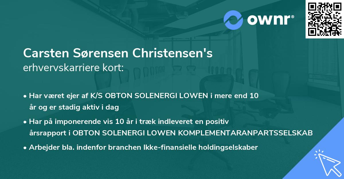 Carsten Sørensen Christensen's erhvervskarriere kort