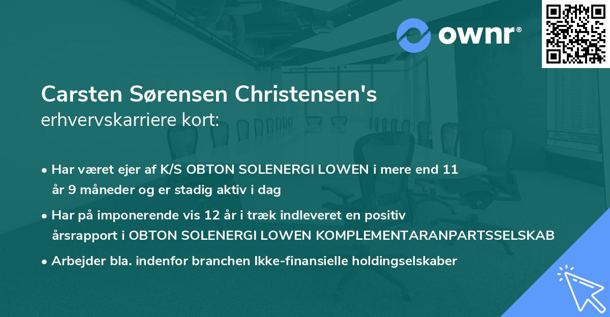 Carsten Sørensen Christensen's erhvervskarriere kort