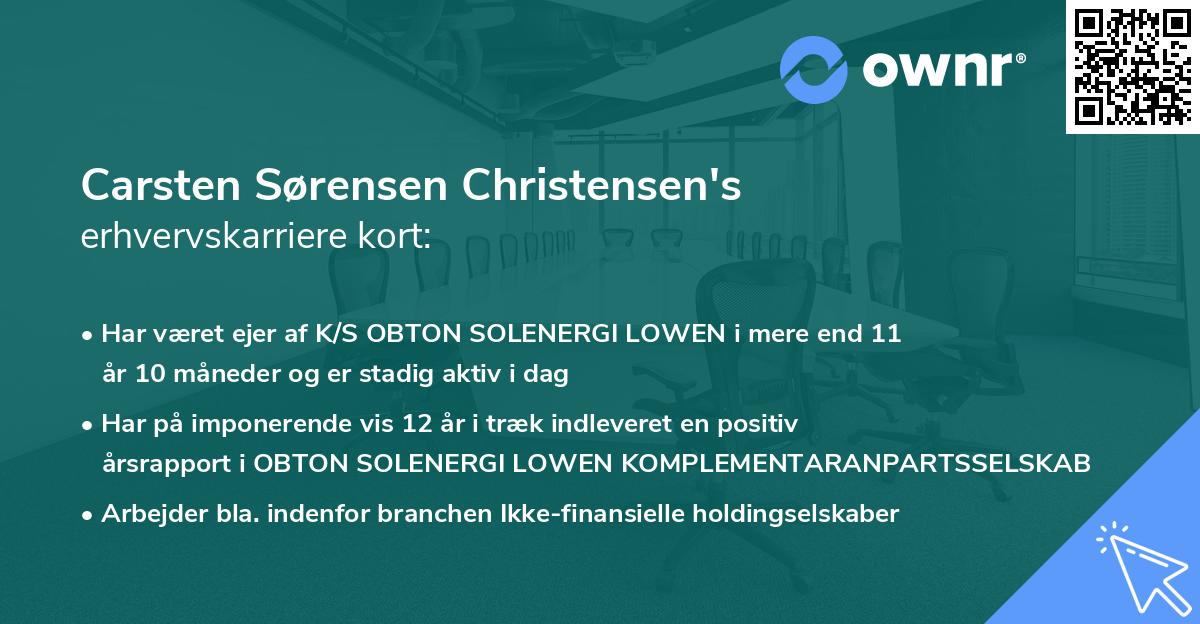 Carsten Sørensen Christensen's erhvervskarriere kort