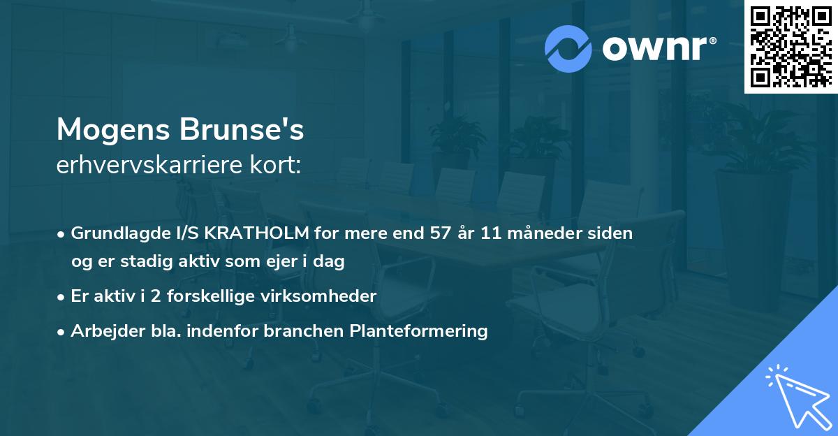 Mogens Brunse's erhvervskarriere kort