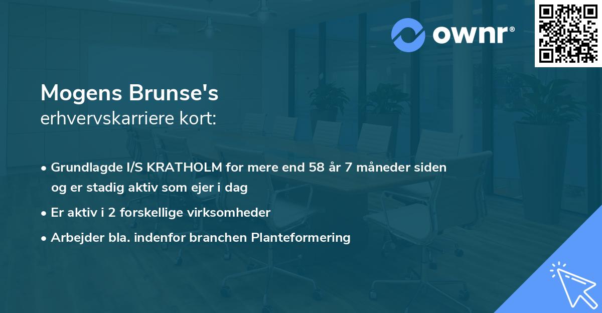 Mogens Brunse's erhvervskarriere kort