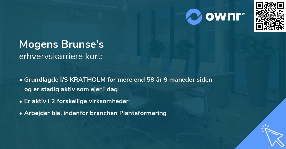 Mogens Brunse's erhvervskarriere kort
