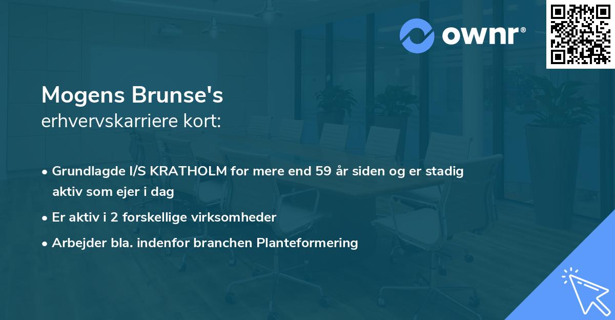 Mogens Brunse's erhvervskarriere kort