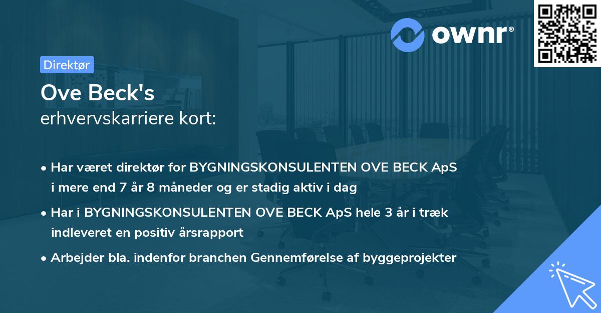 Ove Beck's erhvervskarriere kort