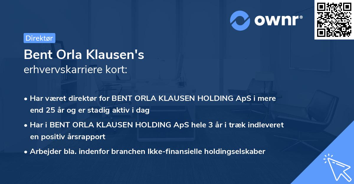 Bent Orla Klausen's erhvervskarriere kort