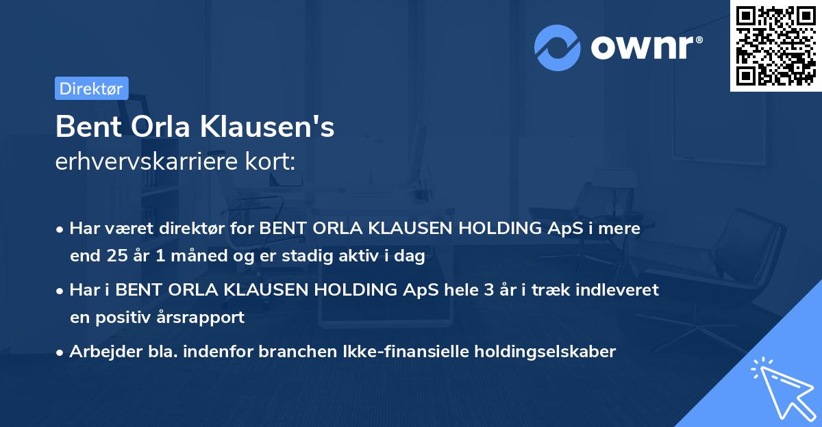 Bent Orla Klausen's erhvervskarriere kort