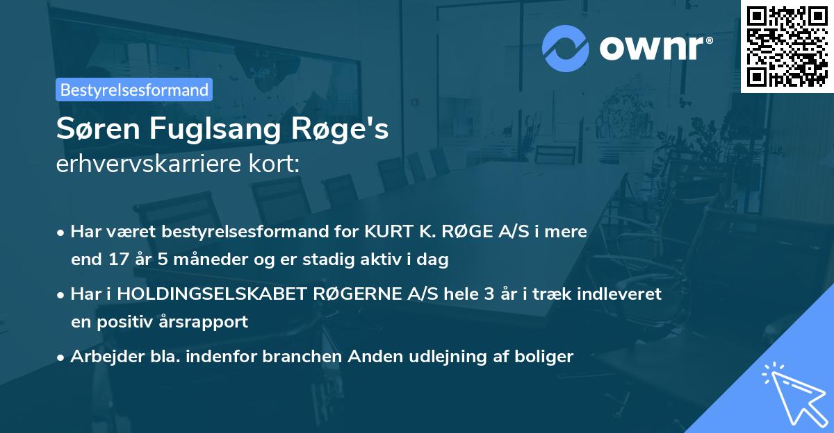 Søren Fuglsang Røge's erhvervskarriere kort