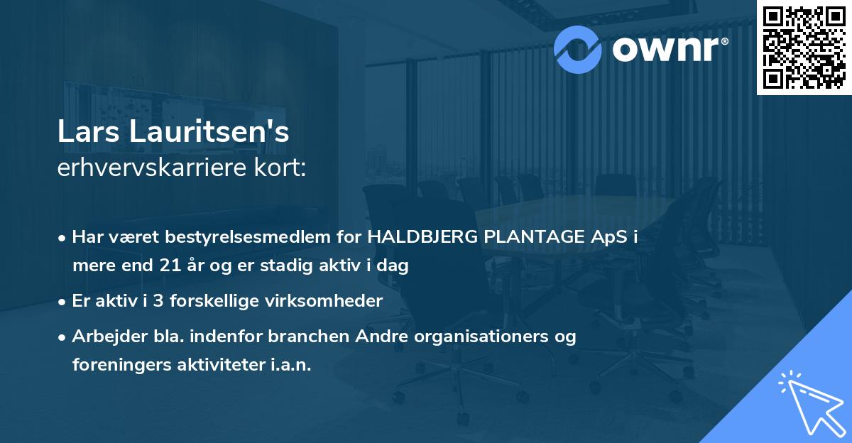 Lars Lauritsen's erhvervskarriere kort