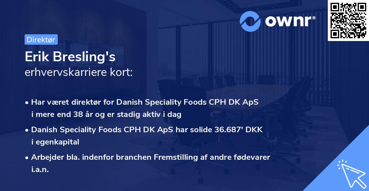 Erik Bresling's erhvervskarriere kort