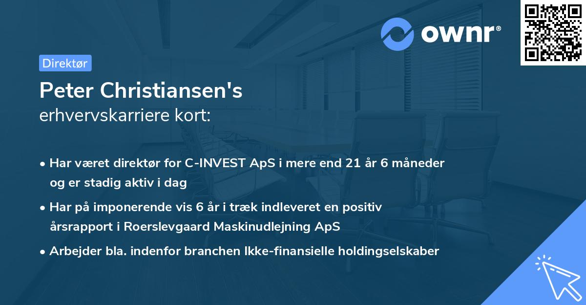 Peter Christiansen's erhvervskarriere kort