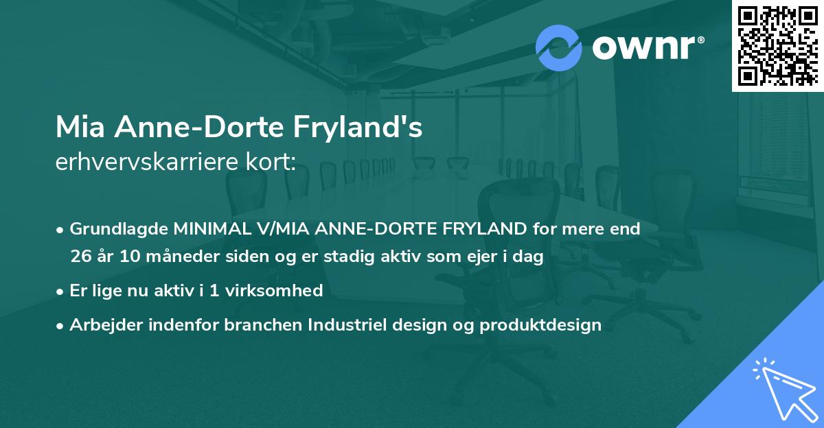 Mia Anne-Dorte Fryland's erhvervskarriere kort